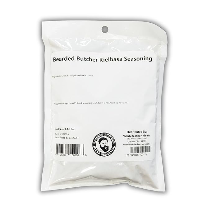 Bearded Butchers Kielbasa Seasoning, 13.6 oz ??For Up to 25 lbs of Meat ??Mild, Clean, and Delicious Spice Blend ??Perfect for Fresh or Smoked Kielbasa ??No MSG, No Sugar