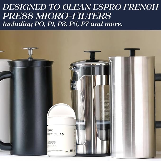 ESPRO Deep Clean, French Press Cleaning Powder Descaling Solution for ESPRO Coffee and Tea Micro-filters, 4.4 Ounces