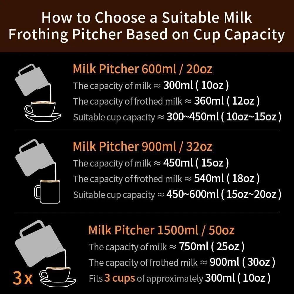watchget 12oz Milk Frothing Pitcher Stainless Steel Espresso Steaming Jug