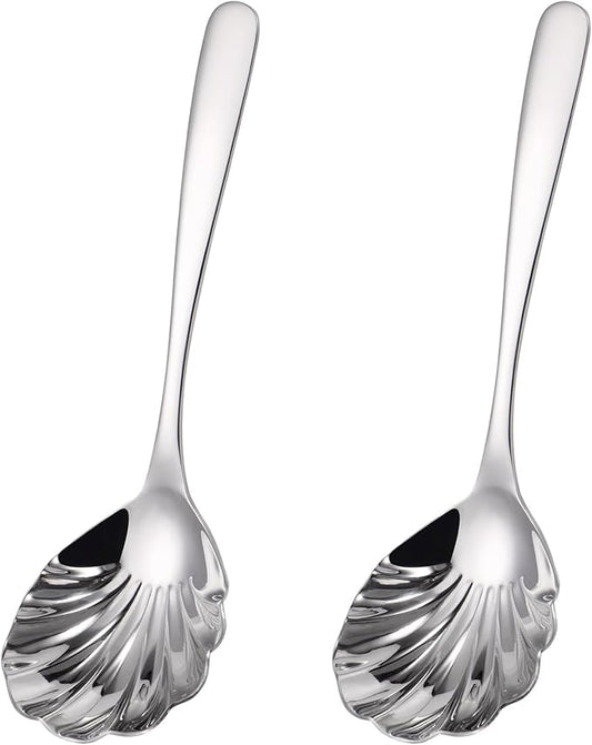 Large Serving Spoon,9" Serveware Spoons Set,Stainless Steel Catering Serving Utensils for Party Buffet Dinner Banquet Cooking Kitchen Basics,Dishwasher Safe(Silver)