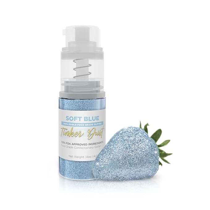 Bakell - Soft Blue Tinker Dust (4g, 1x Mini Spray Pump) Edible Glitter for Food, Desserts, and