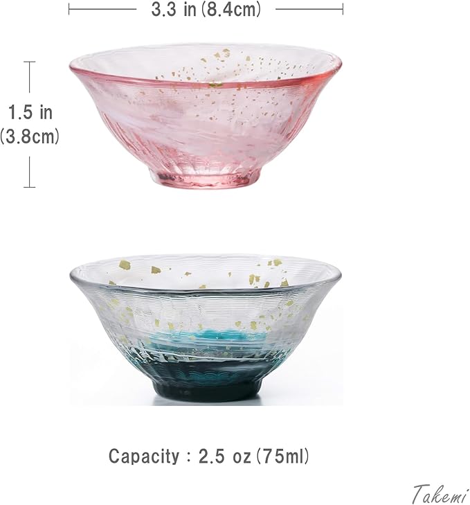 Japanese sake glass Handcrafted Mini Glass Set Elegant Japanese Sake Cups Perfect for Any Occasion Made in Japan (Sakura and Early summer, Sake Glass (2.5 fl oz))