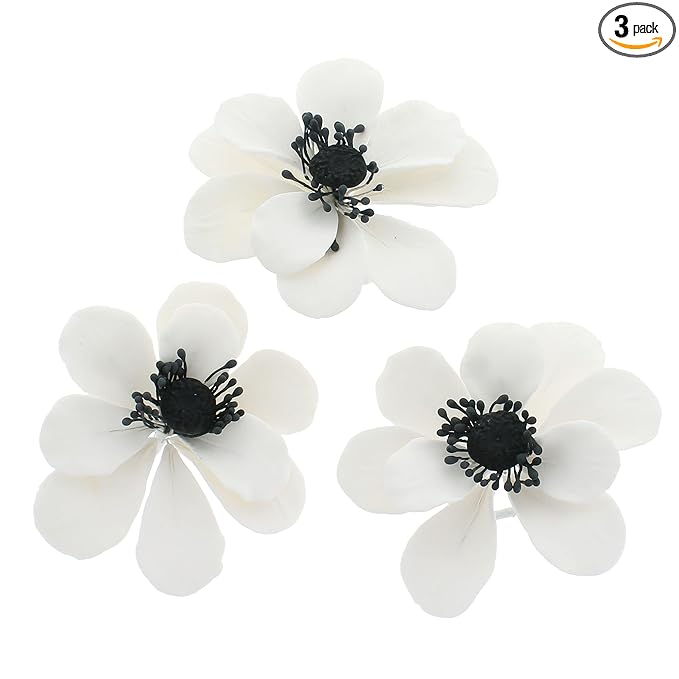 Global Sugar Art Poppy Anemone Sugar Cake Flowers White with Black Center, 3 Count by Chef Alan Tetreault