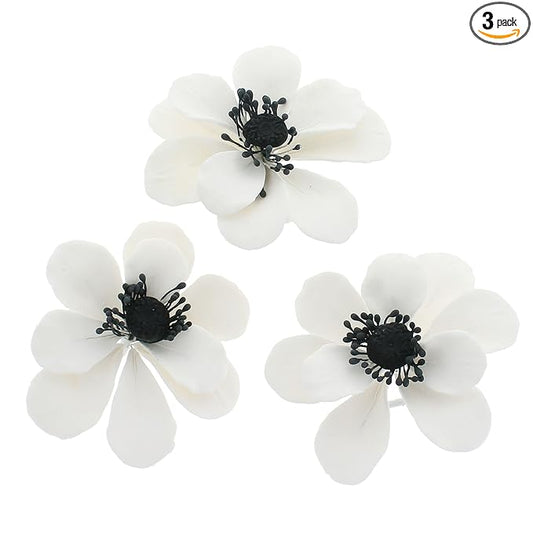 Global Sugar Art Poppy Anemone Sugar Cake Flowers White with Black Center, 3 Count by Chef Alan