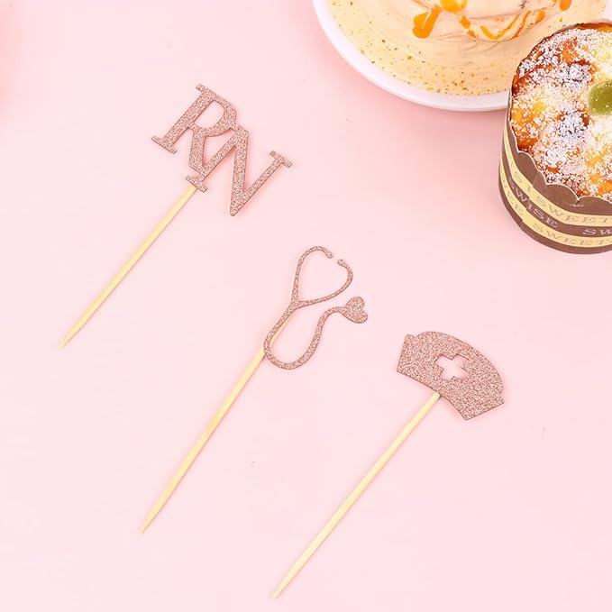 STOBOK 24pcs Cupcake Toppers for Medical Rn Themed Graduation Party Nurse Cupcake Toppers Nurse Graduation Cupcake Picks Themed Party Supplies