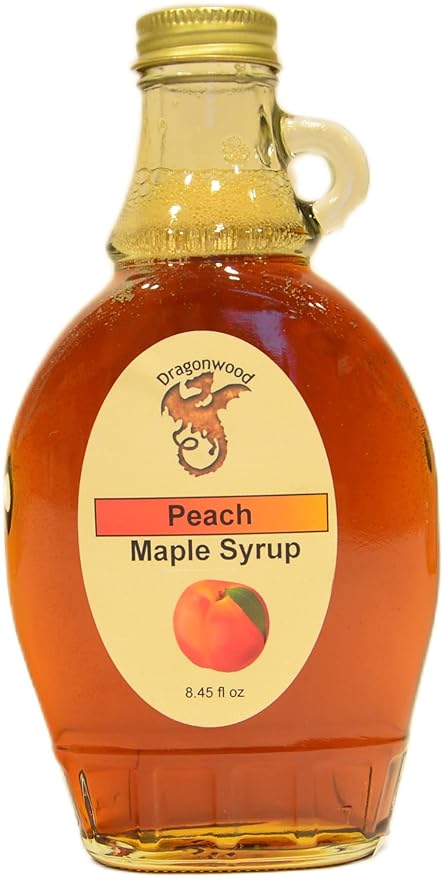 Peach Maple Syrup - For Pancakes and Waffles ??Made With Pure Maple Syrup And Natural Flavor - By Dragonwood (8 fl oz)