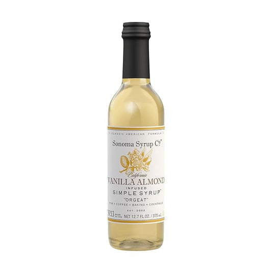 Sonoma Syrup Co. Vanilla Almond Infused Simple Syrup 12.7 fl oz | for Cocktails, Tea, and Baking | Hand Crafted in the USA