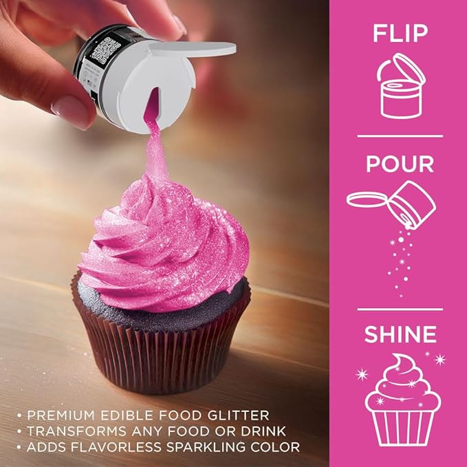 Bakell - Neon Pink Tinker Dust (5g, 1x Jar) Edible Glitter for Food, Desserts, and Beverages!