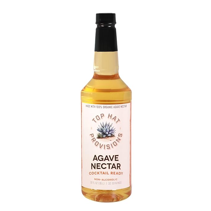 Top Hat Agave Nectar - Made with Organic Agave Nectar - Agave Syrup Sweetener for Cocktails, Mocktails, Lemonades, Coffee, Tea & Desserts - 32oz Bottle