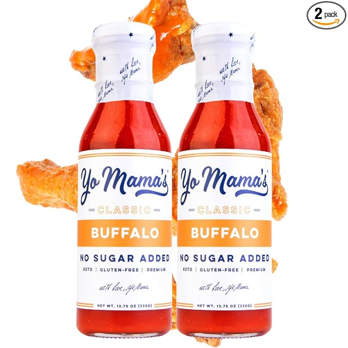 Yo Mama???Foods Keto Buffalo Dipping, Marinade & Wing Sauce - Pack of (2) - Low-Zero Carb, No Sugar Added, Whole30, Paleo, Gluten and Soy Free, and Low Calorie!