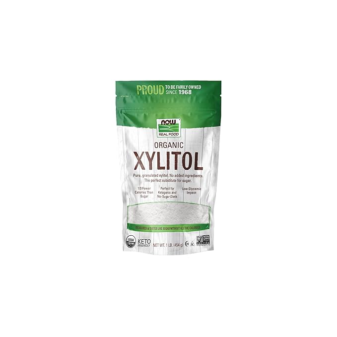 NOW Foods, Organic Xylitol, Pure with No Added Ingredients, Keto-Friendly, Low Glycemic Impact, Low Calorie, 1-Pound