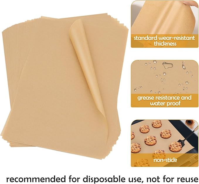 600Pcs Unbleached Parchment Paper Sheets for Baking, 9 x 13 Inch, Non-Stick Precut Quarter Sheet Size Parchment Paper for Baking, Cooking, Air Fryer, Oven (9?œx13??600pack)