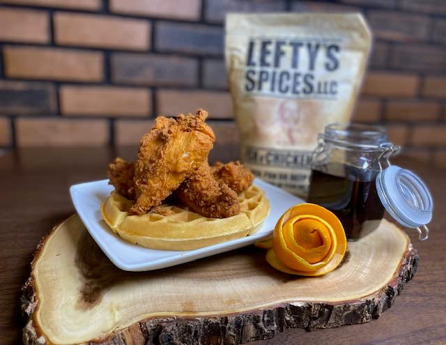 Lefty's Spicy Fish & Chicken Mix | Air Fry and Oven Baked Seasoned Coating Mix for Fish, Chicken, Pork Chops, Shrimp and Vegetables | 16 oz.