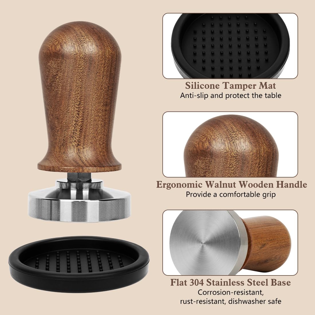 Y-Step 51mm Espresso Tamper Set, 30 lb Consistent Pressure Calibrated Coffee Tamper with Spring