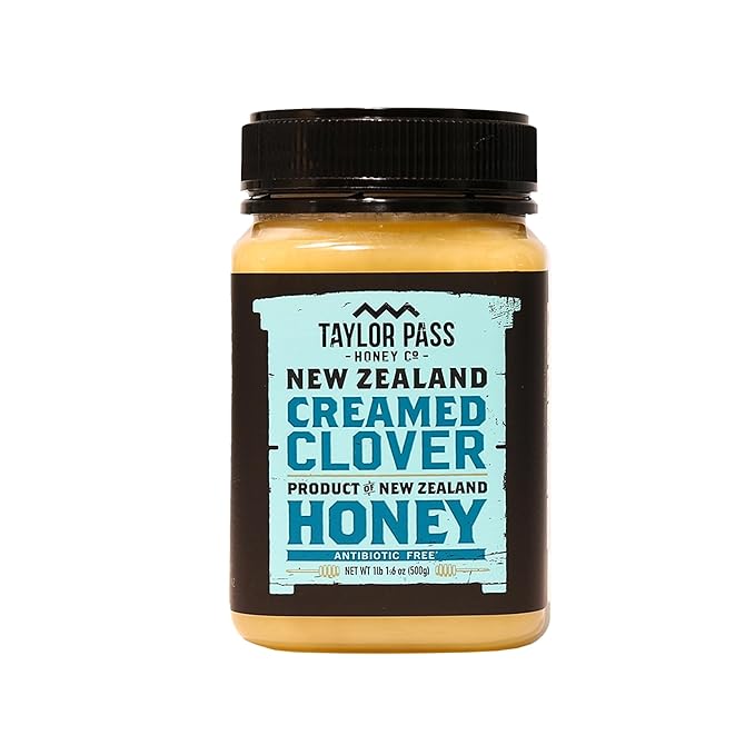 Taylor Pass Honey Co Creamed Clover Honey | Raw Creamed New Zealand Honey | Naturally Sweet & Velvety | Non-GMO, Halal, B Corp Certified | BPA-Free Jar | 1 lb 1.6 oz
