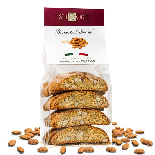 Stildolce Semi-Soft Original Almond Italian Biscotti Cookies | Made in Tuscany, Italy| Classic Gourmet Biscuits No Preservatives 8.8 Oz