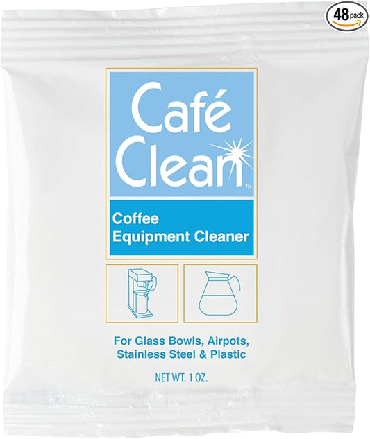 Coffee Equipment Cleaner, All-Purpose Brewing Equipment, Espresso, Coffee Maker Cleaner, Cafì±?Clean Removes Oil, Stain Buildup, from Glass, Plastic & Stainless Steel - 1 Oz. (48 Count)