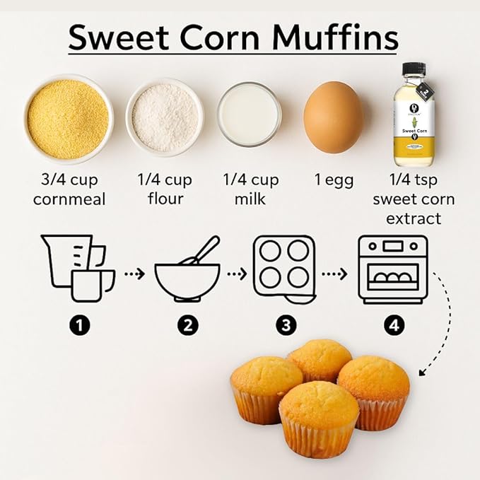 Dolce Flav Natural Sweet Corn Extract ??2 Ounce Water-Soluble Kosher, Sugar-Free, Concentrated Savory-Sweet Flavor for Baking, Cornbread & Ice Cream, Includes Measured Dropper