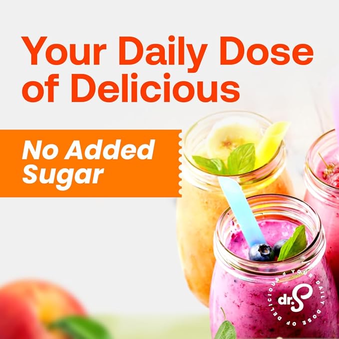Dr. Smoothie 100% Crushed Peach Pear Apricot ??No Added Sugar, Made with Real Fruits/Fruit Juice ??Vegan, No Artificial Colors or Flavors ??Juicy Sweet Peaches, Tart Apricots & Pears ??46 oz Bottle