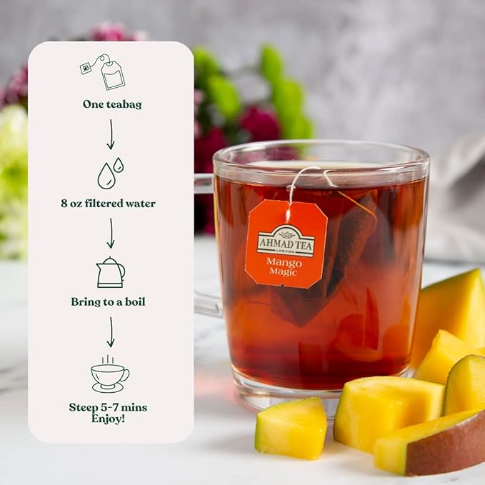 Ahmad Tea Mango Magic Black Tea, 20-Count Boxes (Pack of 6)