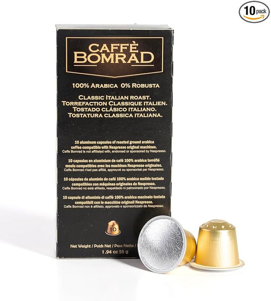 Caffè Bomrad 100% Arabica | 0% Robusta | 100% Made in Italy | 10 Aluminum Coffee Capsules