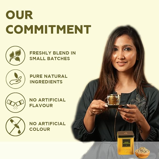 CHAYAM Ginger Lemongrass Tea ??50g/1.77oz Each | Premium Tin Pack | Refreshing Blend with Lemon Peel, Licorice & Spearmint | Herbal Tea | Caffeine-Free | 100% Natural Ingredient - Pack of 2