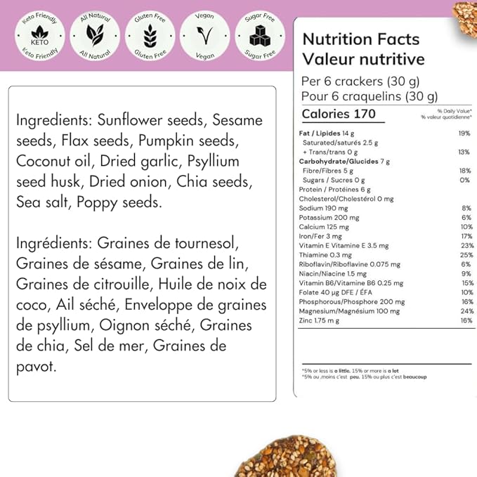 Super Seed Crackers, Gluten Free & Keto Friendly Healthy Snacks, Vegan, Zero Sugar, Paleo & Diabetic Friendly, Nut Free, 20g High Protein, 18g High Fiber, 3.56oz Each, 3-Pack, Everything Bagel