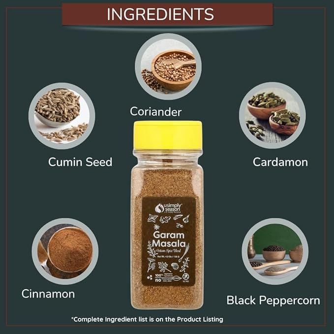 USimplySeason Garam Masala Spice Blend (4.8oz) - Warm & Aromatic Spice for Indian-Inspired Dishes & More - Made in USA
