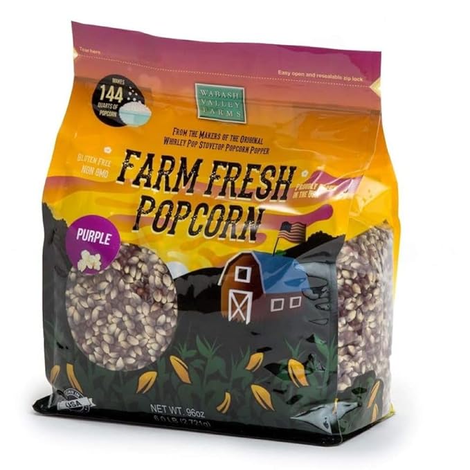 Wabash Valley Farms Popcorn Kernels - Purple Popcorn Kernels, Gourmet Popcorn Kernels for Popcorn Maker, Purple Popcorn Kernels for Popping, Non-GMO Popping Corn, Purple Popcorn Seeds (6 lb)