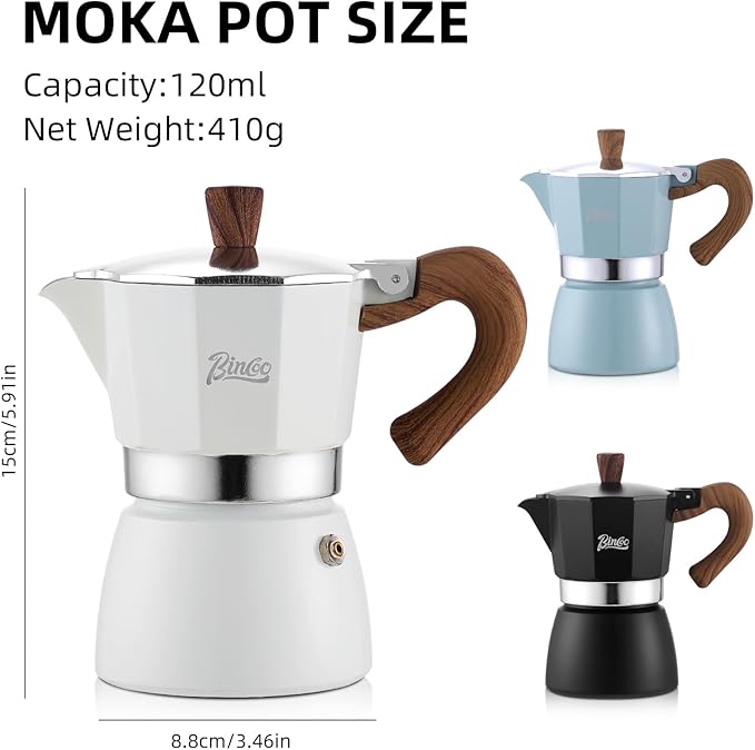 Bincoo Espresso Maker Stovetop,Camping Moka Pot 2 Cup/120ML,Stove Top Espresso Italian Coffee Maker,Easy to Use