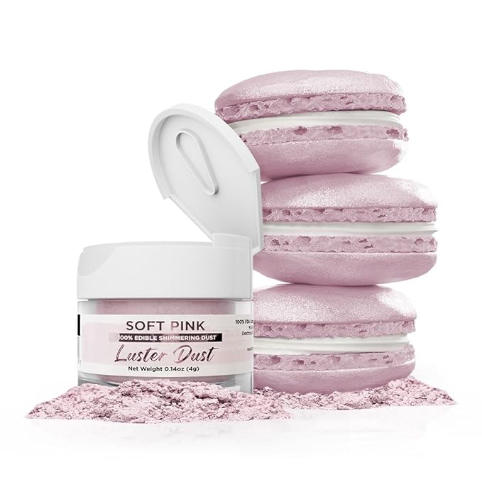 Luster Dust - Soft Pink (4g 1x Jar) | Edible Vegan Dust & Paint for Cake Decorating, Ice Cream, Desserts, Cocktails and Beverages by Bakell