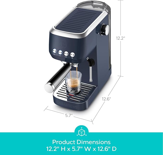 CASABREWS 3700 Essential Espresso Machine 20 Bar, Stainless steel Coffee Maker with Milk Frother, Espresso Coffee Machine for Cappuccino, Latte, 43.9oz Water Tank, Sapphire Blue
