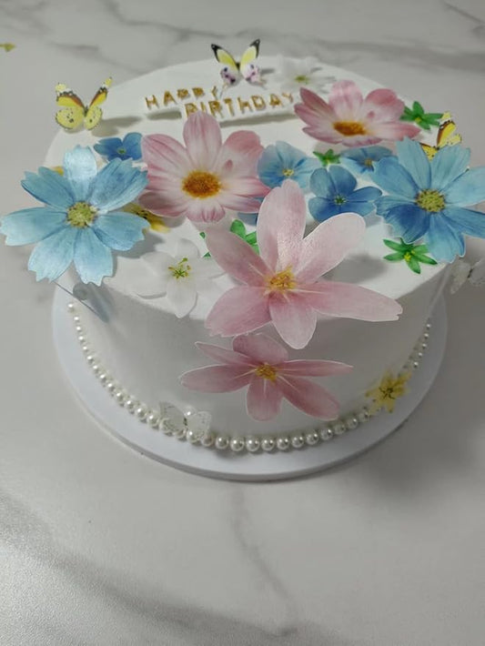 33 Wafer Paper Edible Floral and Butterfly Cupcake Decors Wedding Cake Party Food Decor Mix Sizes and Colors,311