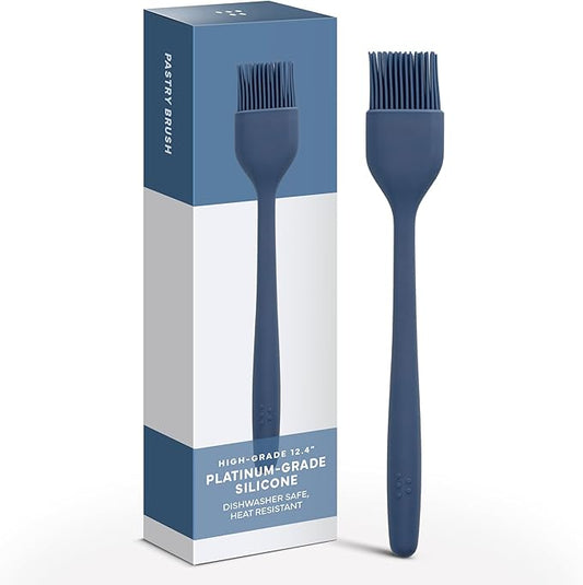Misen Silicone Basting Brush – Dishwasher Safe, Heat-Resistant Pastry Brush – Ideal for Grilling, Baking, and Applying Sauces and Oils – High-Grade Silicone Coating - 12.4" Blue