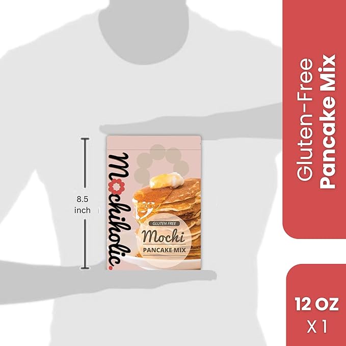 Mochi Pancake Mix Original Recipe, Rice Flour, Gluten-Free with Low Calories and Sugar with Essential Nutrients, 12 oz Healthy Daily Snacks by Mochiholic (Pack of 1)