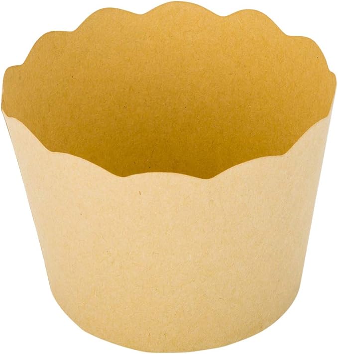 Restaurantware Panificio Premium 10 oz Kraft Paper Jumbo Baking Cup: Paper Baking Cups Perfect for Muffins Cupcakes or Mini Snacks - Scalloped - Disposable and Recyclable - 200ct Box