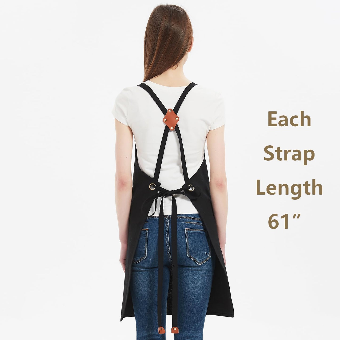 AFUN Chef Aprons for Women Men with Oversized Pockets, 12-Ounce Cotton Canvas Cross Back Water