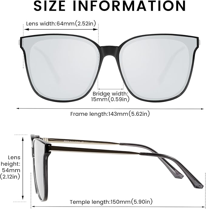 DUCO Oversized Polarized Sunglasses Womens Trendy Mirrored Shades Retro Round Vintage Light Weight UV400 Sun Glasses W016