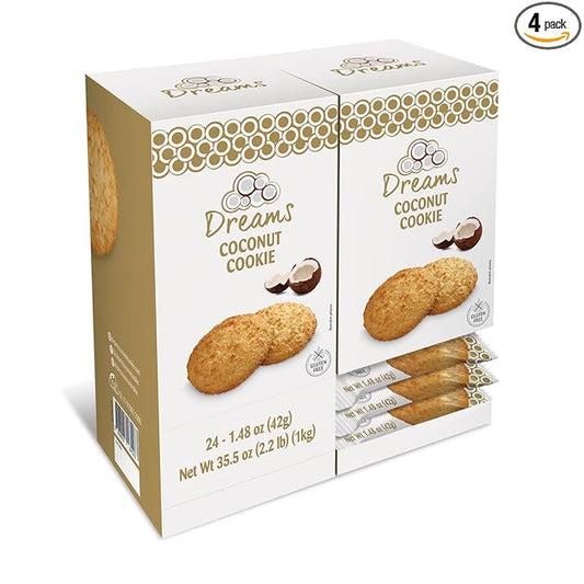 Coconut Cookie with Peanuts Cookie ??Macaroons, Healthy Snacks, Gluten-Free, Protein and Nutrient Packed ??DREAMS COCONUT ??Pack of 4 (x 1.48oz/42g), 5.92oz/ 168g
