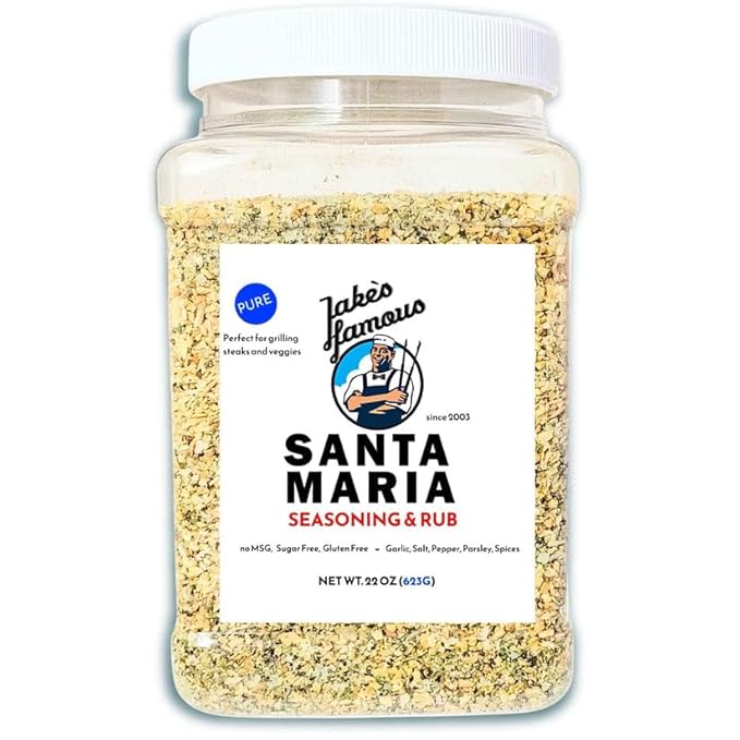 Jake's Famous Santa Maria Seasoning, 22 Oz Grill Seasoning, Tri Tip, Steak, Pork, Chicken, BBQ Rub, Brisket Rub, Sugar Free, Gluten Free, Traditional Style, (1.38 Pounds)