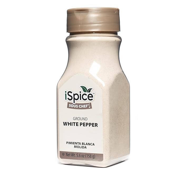 iSpice Ground White Peppers Spices and Seasonings For Cooking, 5.6 Ounce White Peppercorns Seasoning, Fine Ground And Gluten Free Ground pepper white Seasoning (158g)