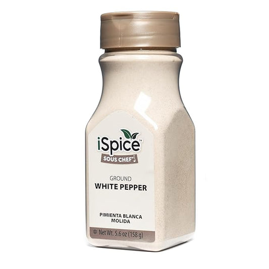 iSpice Ground White Peppers Spices and Seasonings For Cooking, 5.6 Ounce White Peppercorns Seasoning, Fine Ground And Gluten Free Ground pepper white Seasoning (158g)