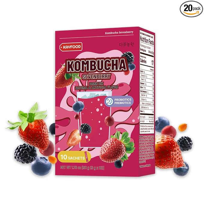 KAYFOOD-Kombucha-Sevenberry-Garden-Daily Zero Sugar, Diet, Gut Healthy Sparkling Beverage, Fermented Korean Drinks for Iced Tea Hot Tea, Workout T (10)