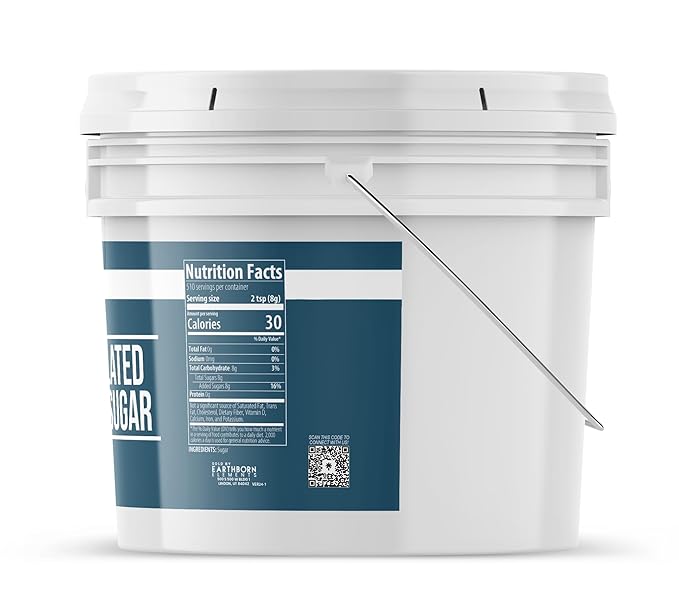 Earthborn Elements Granulated White Sugar 1 Gallon Bucket, Baking and Kitchen Staple, Non GMO