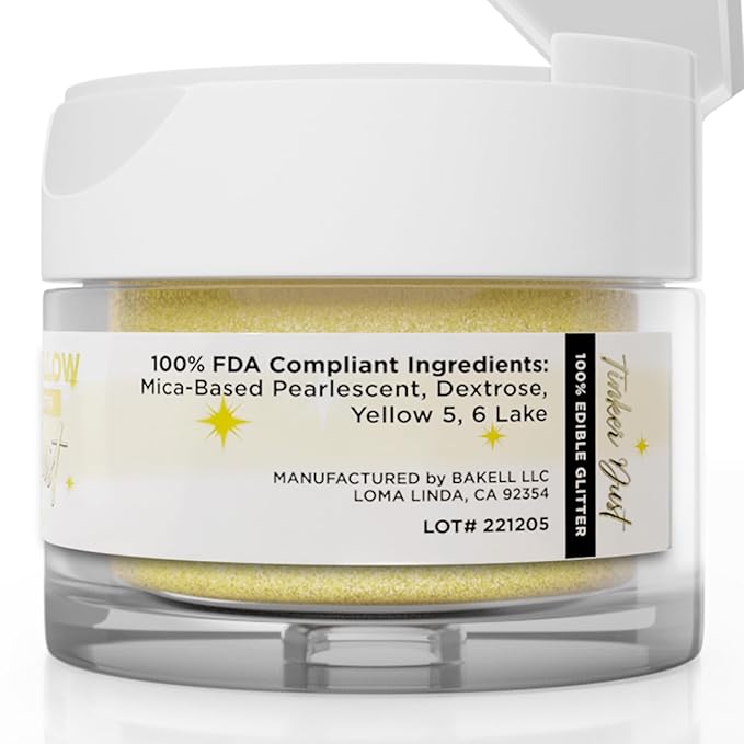 Bakell - Sunflower Yellow Tinker Dust (5g, 1x Jar) Edible Glitter for Food, Desserts, and Beverages!