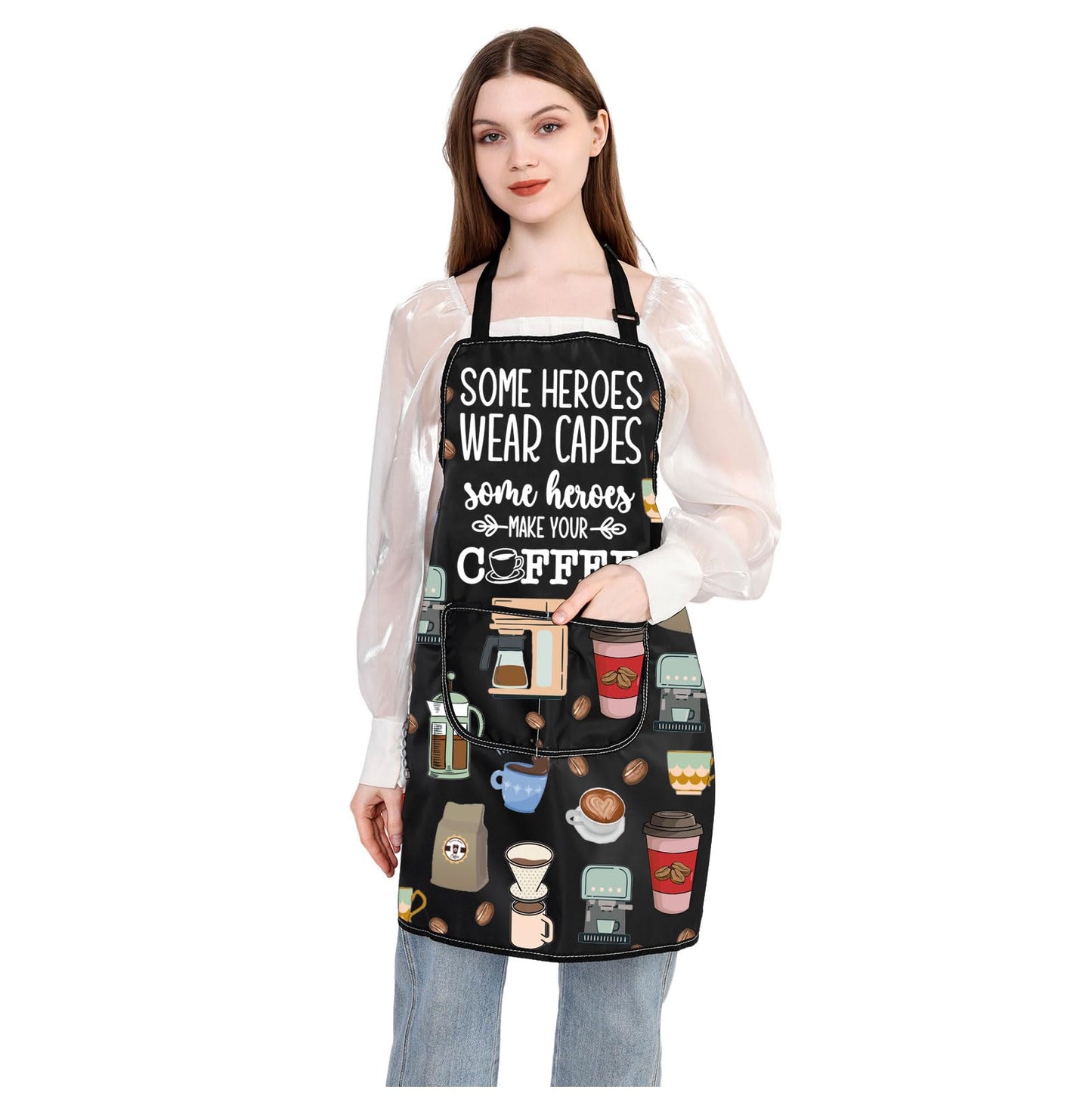 JXGZSO Barista Gift Barista Apron Coffee Themed Aprons Some Heroes Wear Capes Some Heroes Make