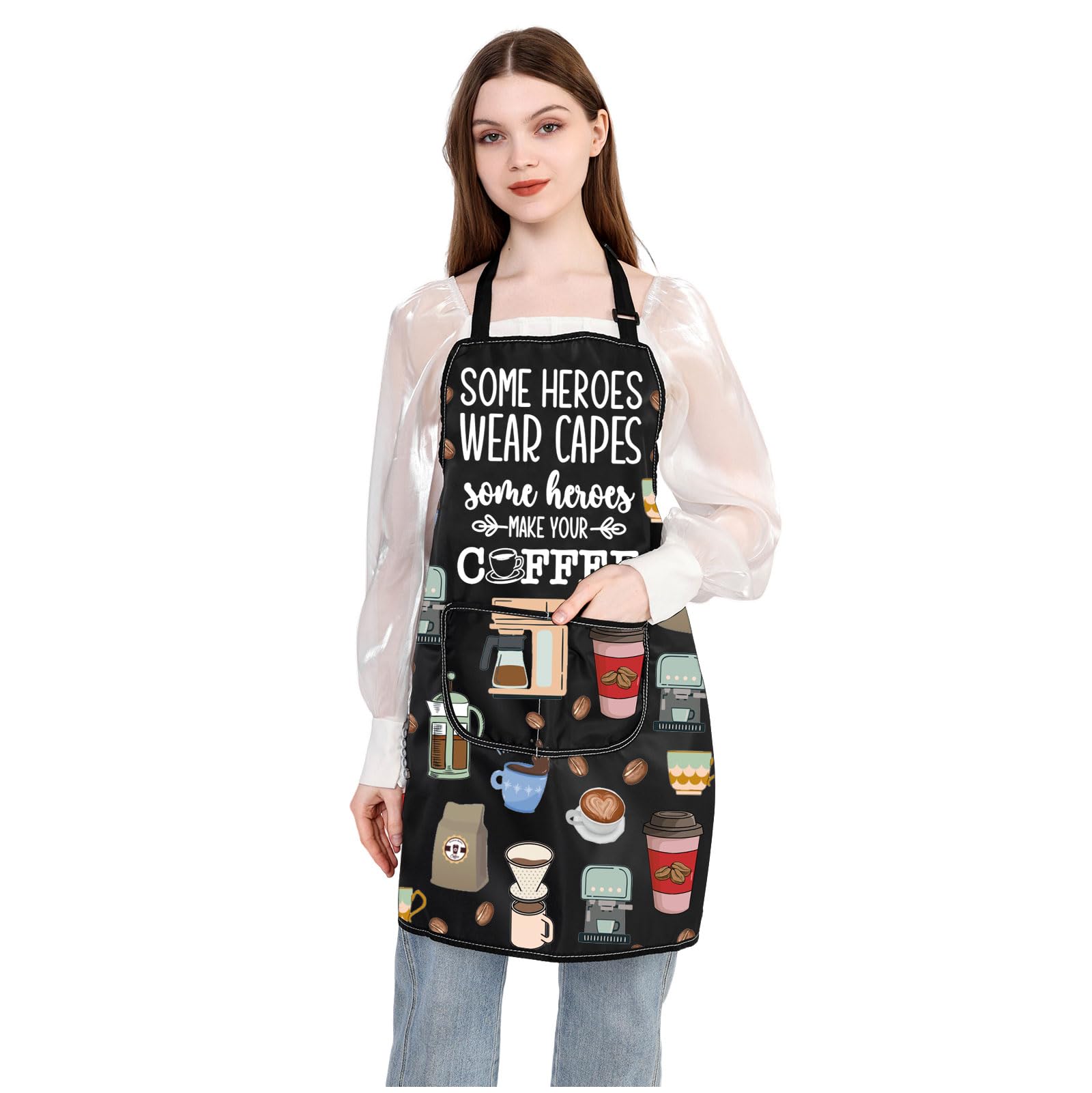 JXGZSO Barista Gift Barista Apron Coffee Themed Aprons Some Heroes Wear Capes Some Heroes Make