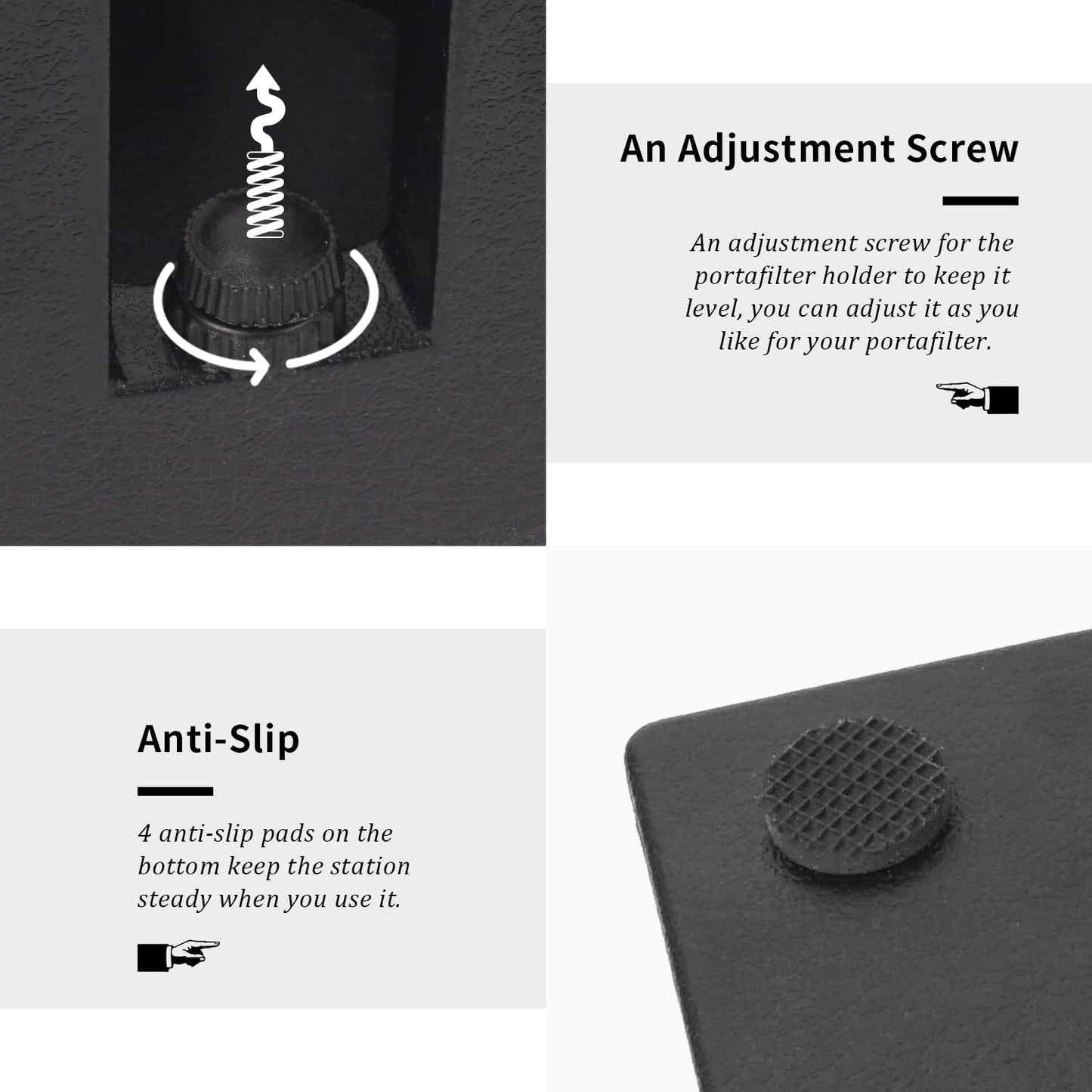 Ezebesta 54mm-58mm Tamper Station Anti-Slip Espresso Black Tamping Stand Solid Holder for