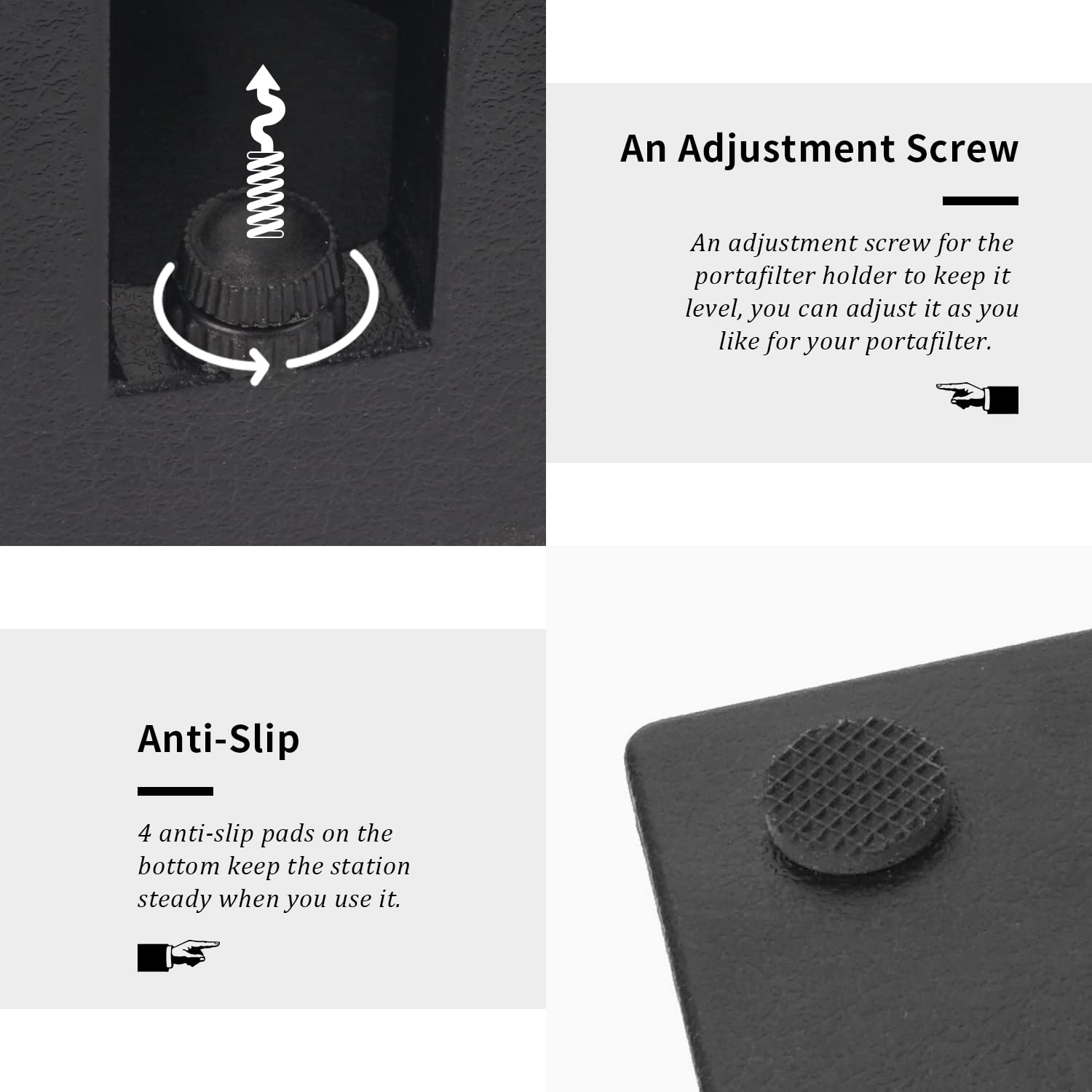 Ezebesta 54mm-58mm Tamper Station Anti-Slip Espresso Black Tamping Stand Solid Holder for