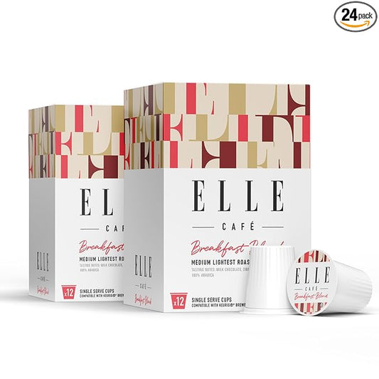 ELLE Café© Breakfast Blend K-Cup Pods - 24 Count - 100% Arabica Coffee, Flavor Medium Light Roast - Single-Serve Coffee Pods